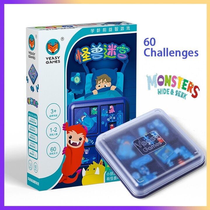 Monsters Hide & Seek 60 Challenges - Fun Puzzle Travel Game for Kids | STEM Brain Teaser Toy for Ages 5 6 7 8 + Years Old | Children Birthday Gift for Boys and Girls | Smart IQ Training