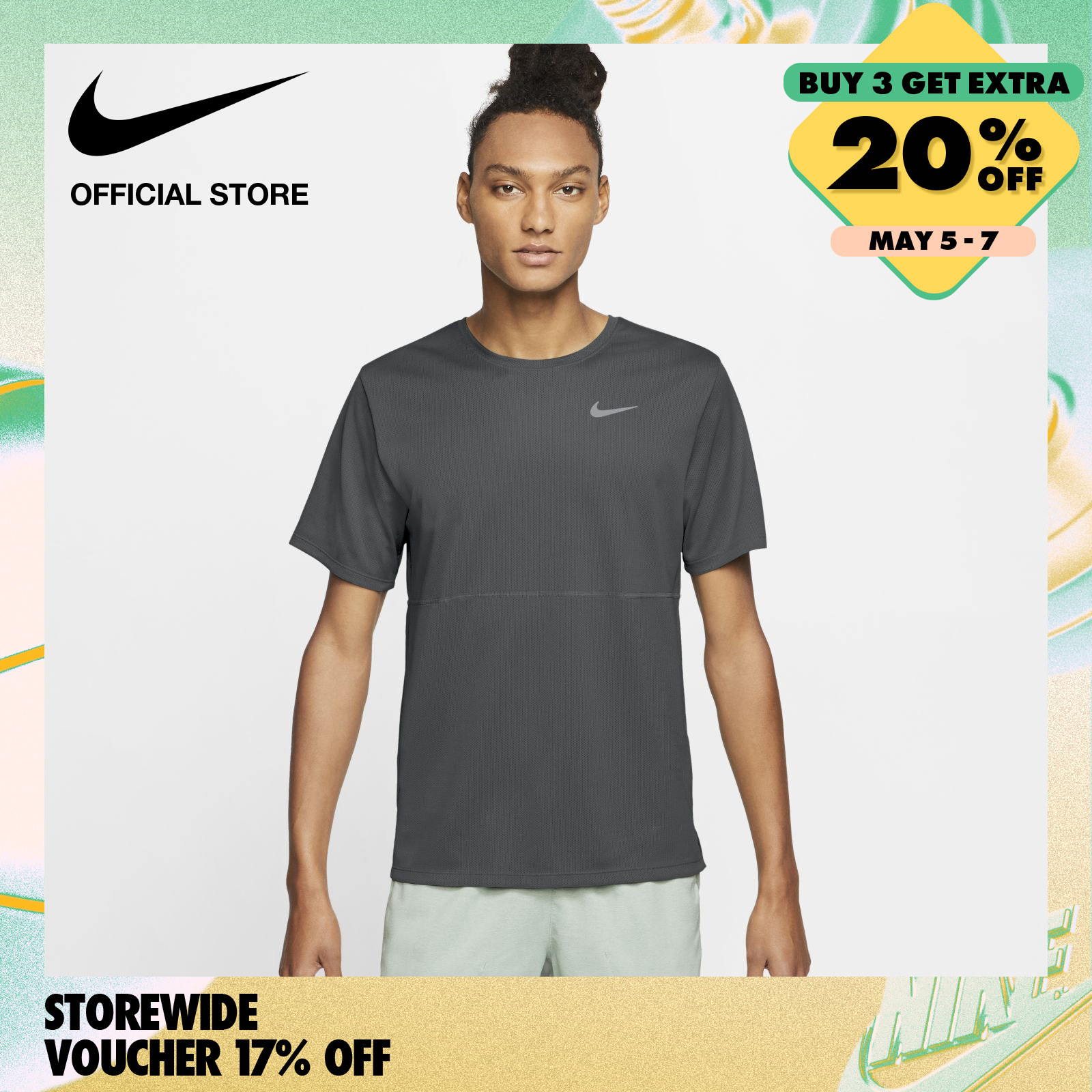 Nike Men's Breathe Dri-FIT Running Top - Grey