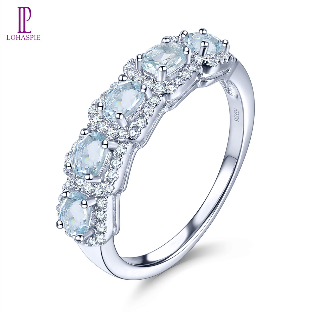 Silver S925 Ring Genuine Natural Aquamarine Multi Gemstone Design Women Top quality Style Jewerly Gifts For New Years